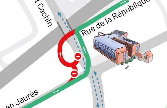 Aménagement provisoire du carrefour Jaurès Trappes